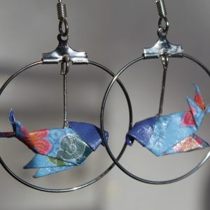 Boucles d'oreilles oiseaux bleu