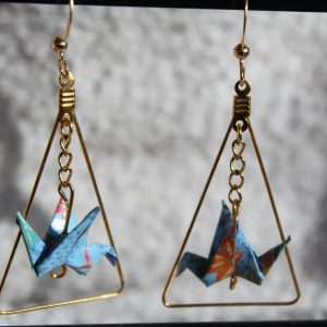 Boucles d'oreilles grues bleu